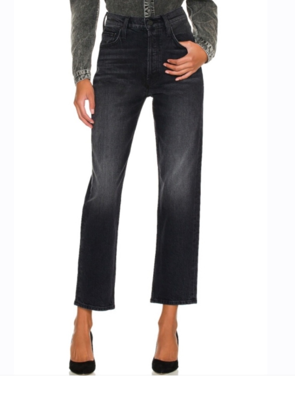 Mother Superior The Tomcat Straight Leg Jeans Lies, Lies, Lies Black Size 32